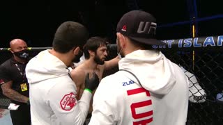 Хабиб и Ислам Махачев в углу Зубайры Тухугова на UFC 253